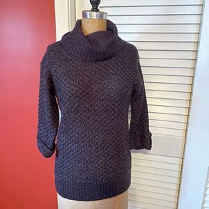 BARNEYS NY | grey chunky knit 3/4 sleeve sweater M